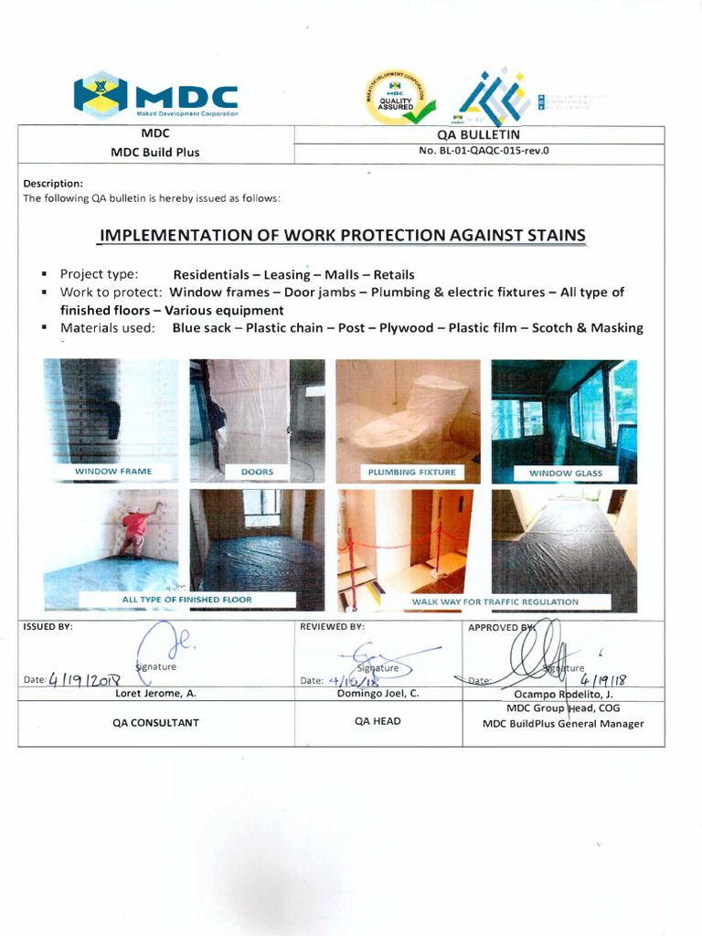 Work Protection QA Bulletin for MDC | PDF
