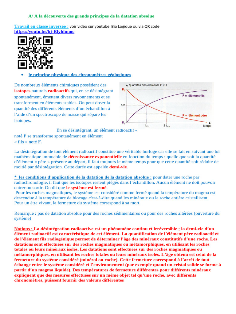 Principes de la datation absolue | PDF | Radioactivité | Sciences physiques