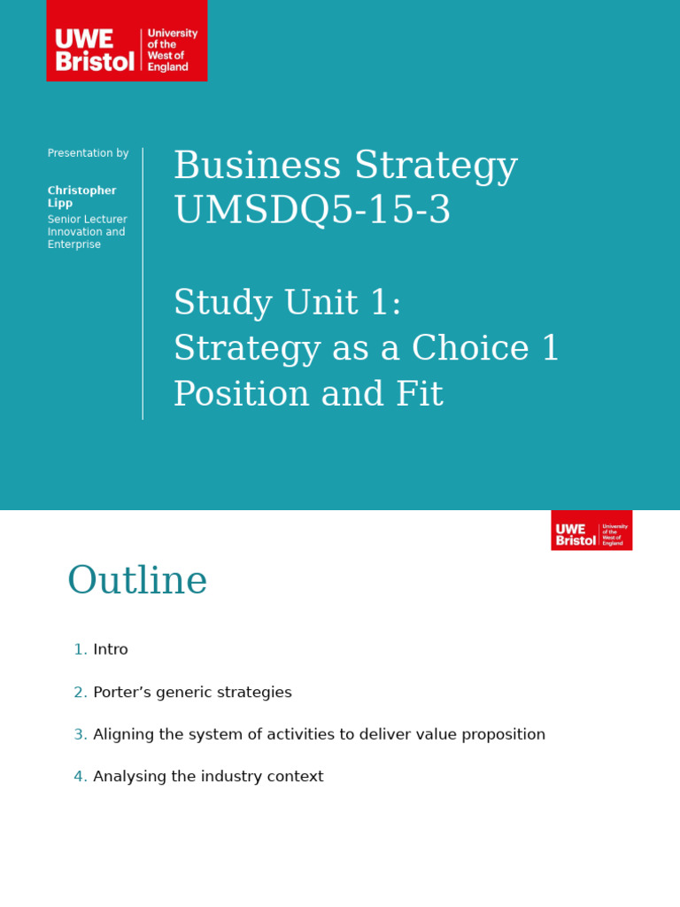 Old Study Unit 1 - Strategy As Choice 1 - Main Lecture 23-24 | PDF ...
