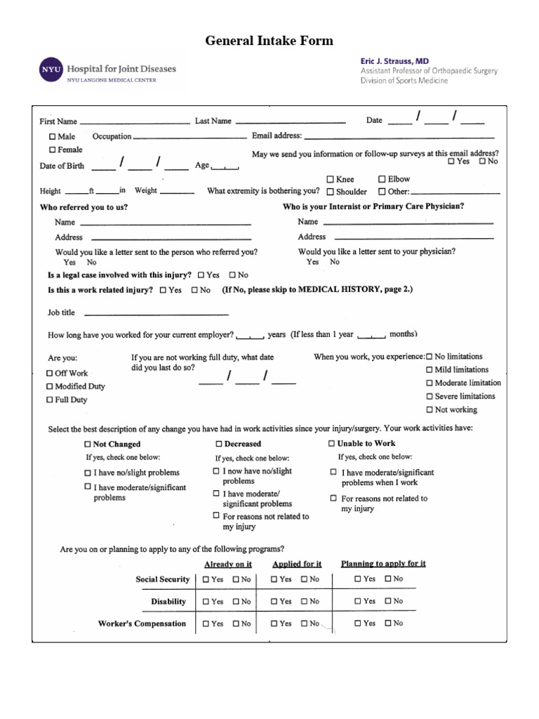 General Patient Intake Form | PDF