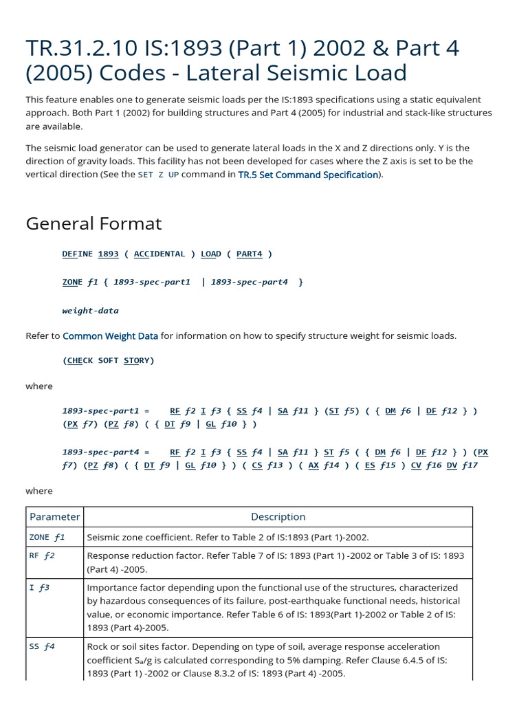 Seismic Load Generation per IS:1893 | PDF | Stiffness | Young's Modulus