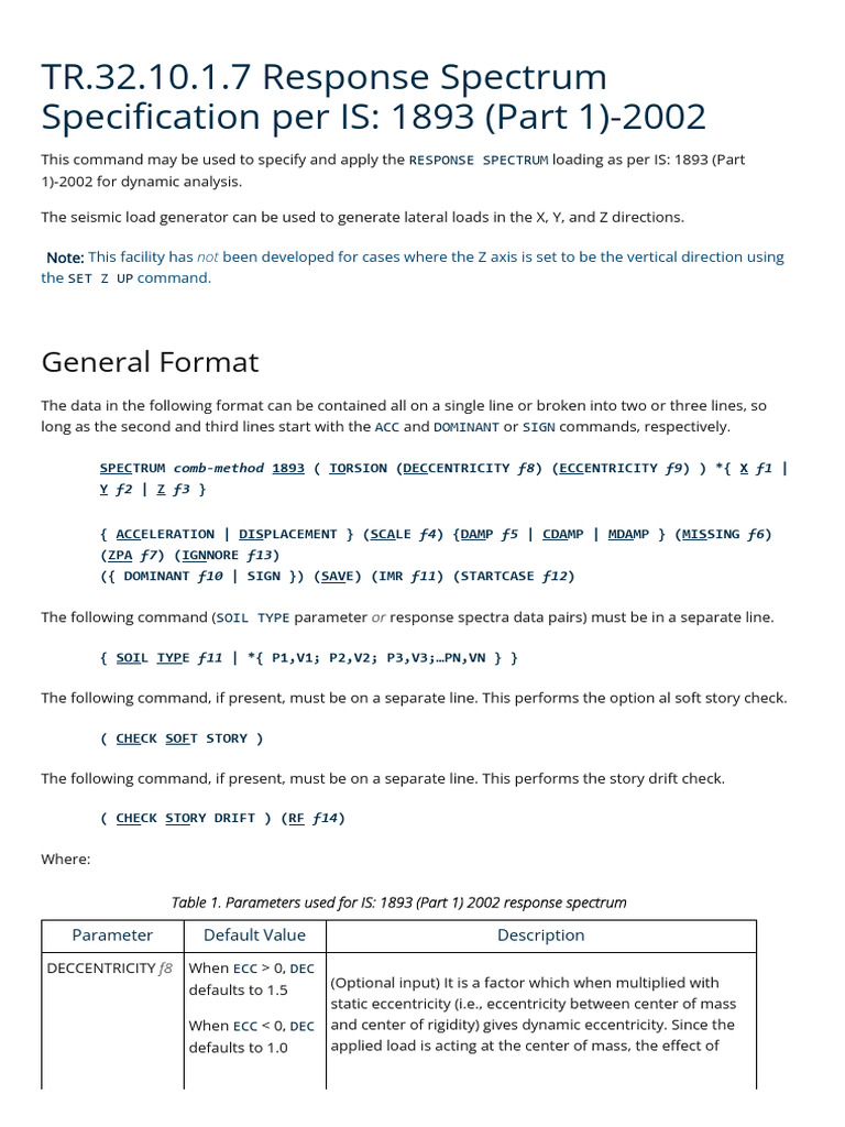 IS 1893 Response Spectrum Loading Guide | PDF | Stiffness | Center Of Mass