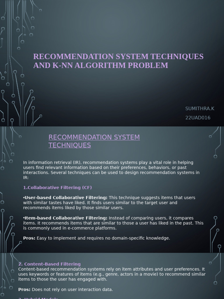 Recommendation System Techniques Overview | PDF | Cognitive Science ...