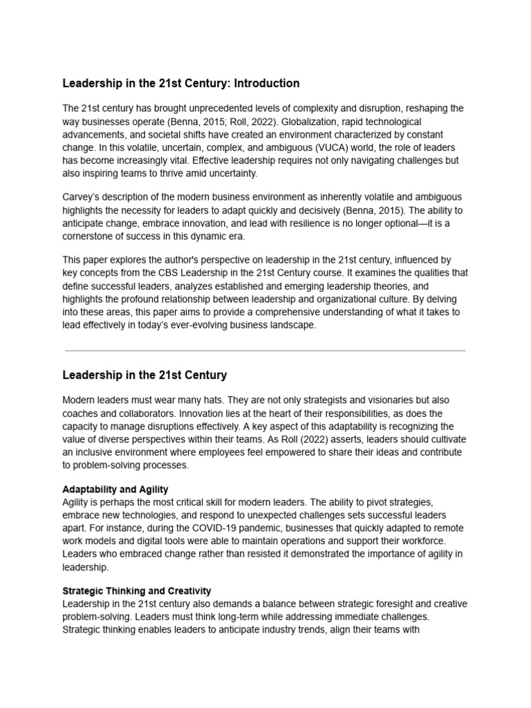 21st Century Leadership Insights | PDF | Leadership | Organizational ...