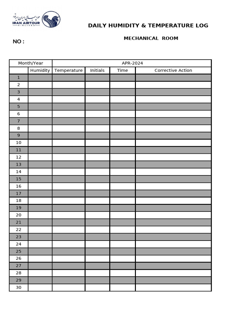 Daily Humidity & Temperature Log | PDF