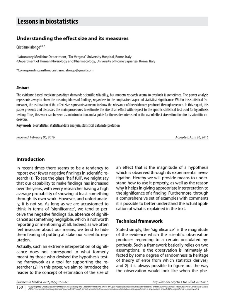 Understanding The Effect Size and Its Measures | PDF | Effect Size | P ...