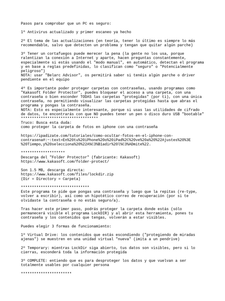 Pasos para Comprobar Que Un PC Es S | PDF | Contraseña | Clave ...