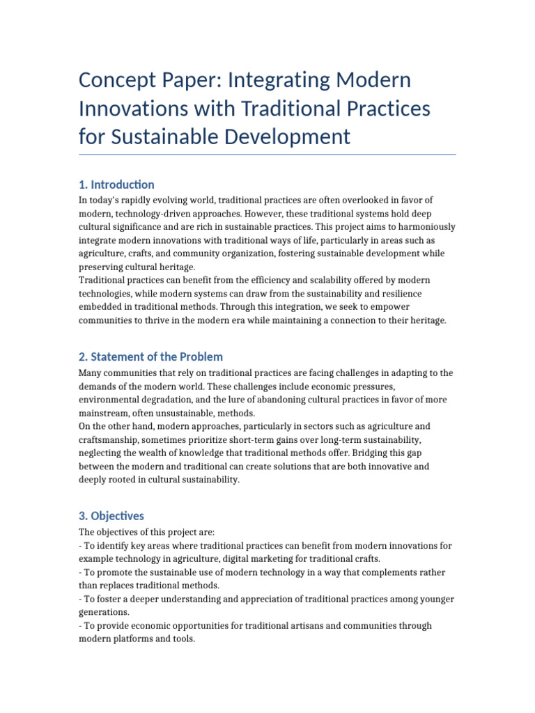 Concept Paper Modern and Traditional | PDF | Sustainability | Agriculture