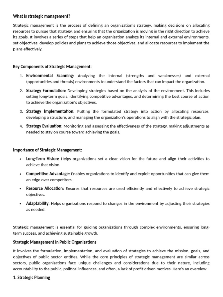 Strategic Management Pdf Notes For Mba