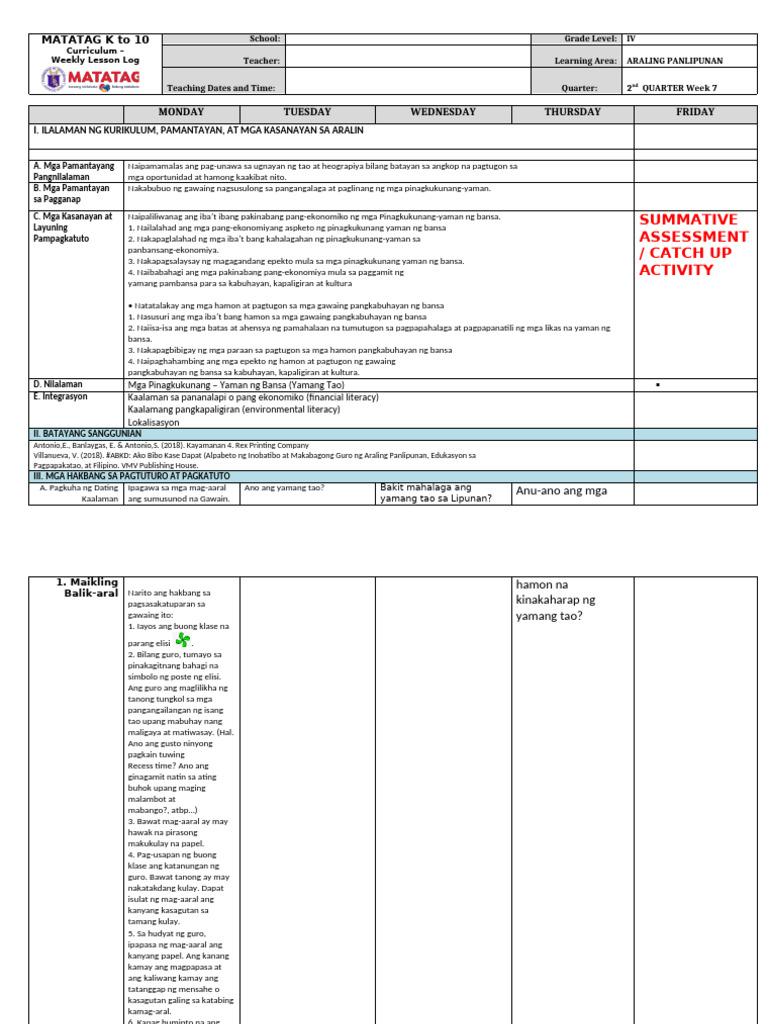 DLL - Aral Pan 4 - Q2 W7 Final | PDF