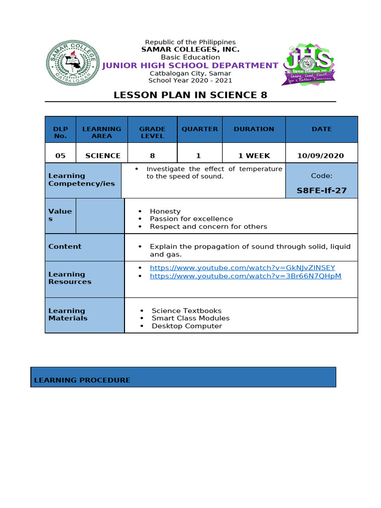 Science 8 Week 5 Ocotber 12-16,2020 | PDF | Sound | Waves