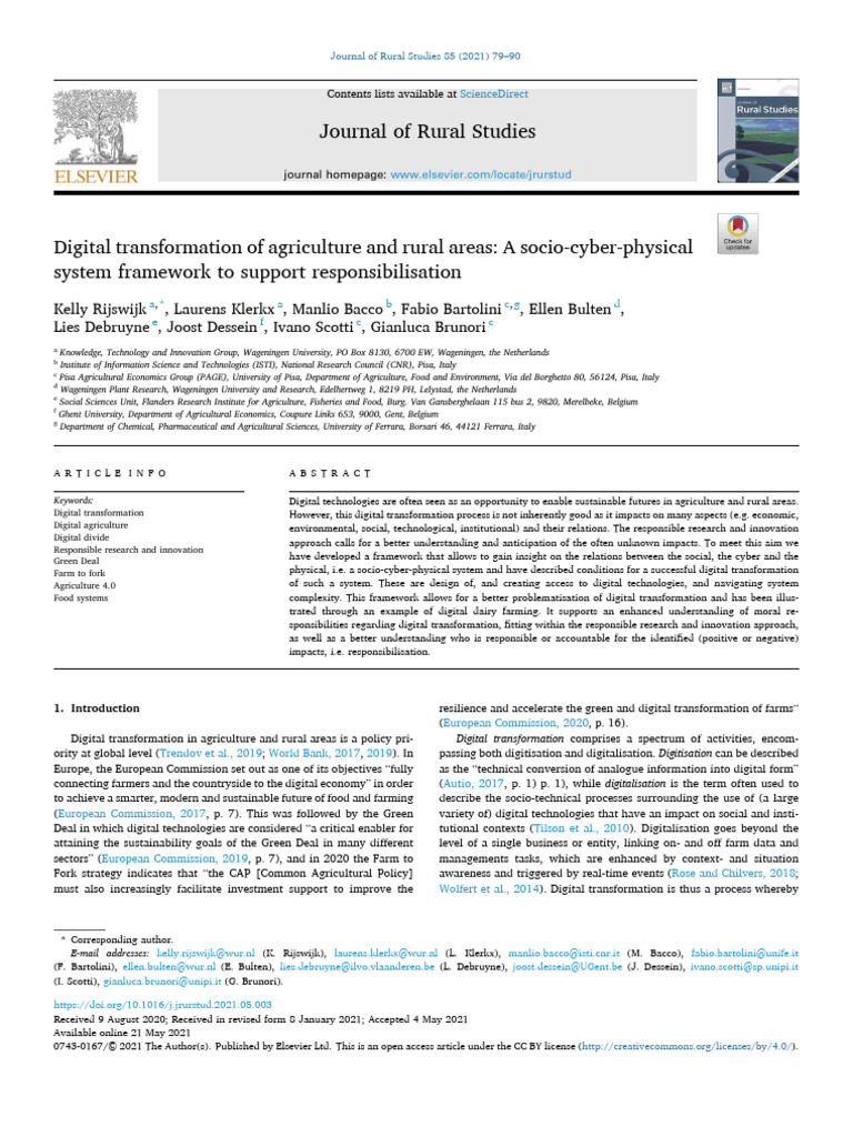 Digital Transformation of Agriculture and Rural Areas A So - 2021 ...