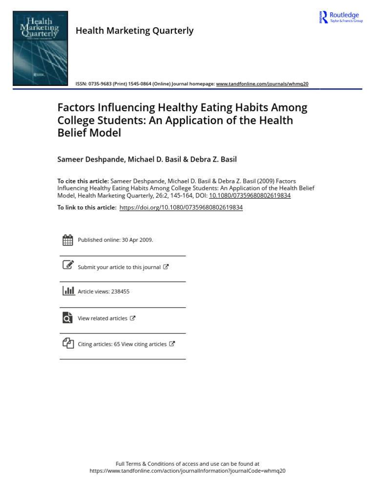 Factors Influencing Healthy Eating Habits Among College Students An ...