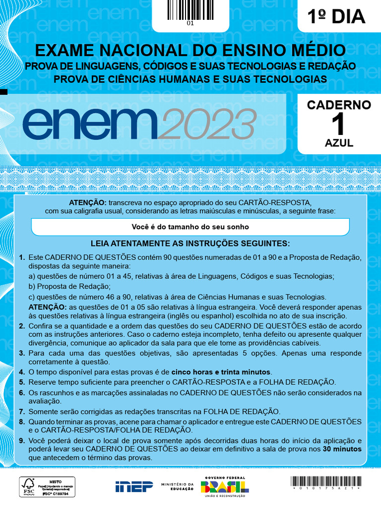 Caderno de Questões Enem Azul | PDF | Linguagem de sinais | Português ...