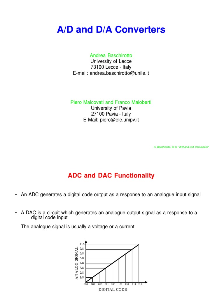 A/D and D/A Converter Overview | PDF | Analog To Digital Converter ...