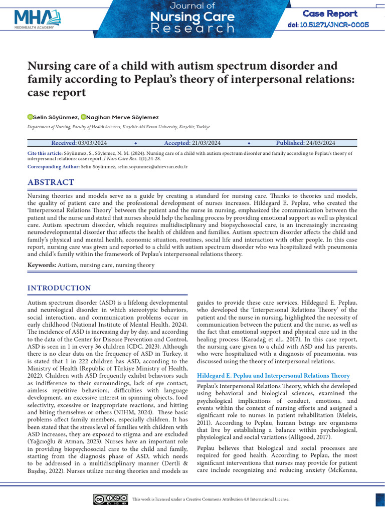 Jurnal - Nursing Care of A Child With Autism Spectrum Disorder and ...