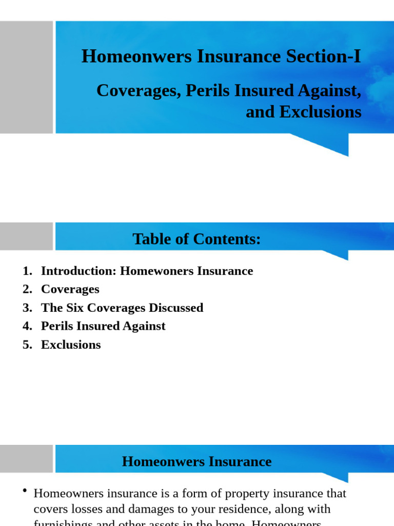 Homeowners Insurance Overview | PDF | Home Insurance | Insurance