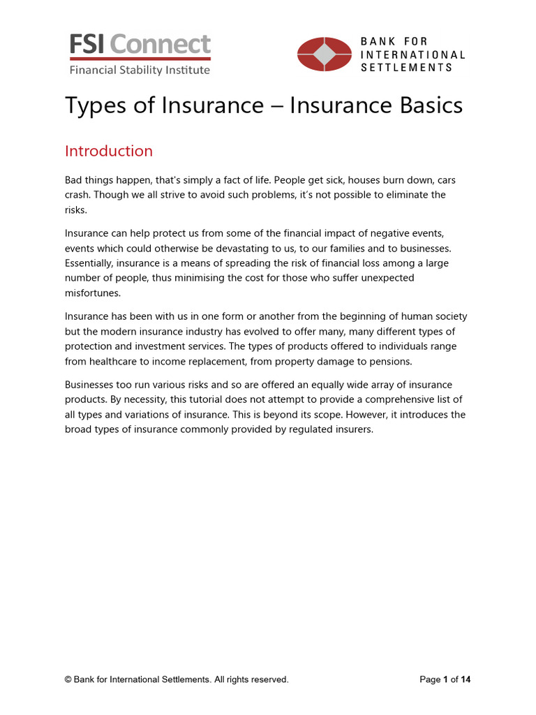 Types of Insurance Insurance Basics | PDF | Insurance | Moral Hazard