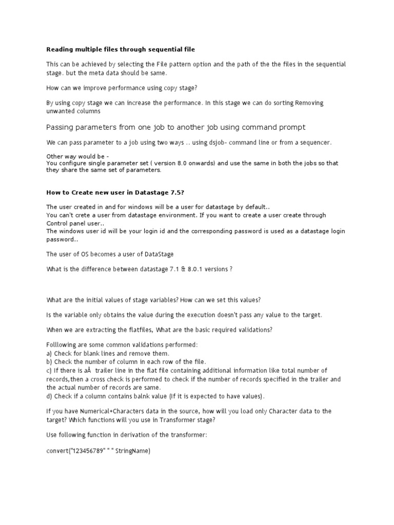 Datastage interview questions pdf command line interface