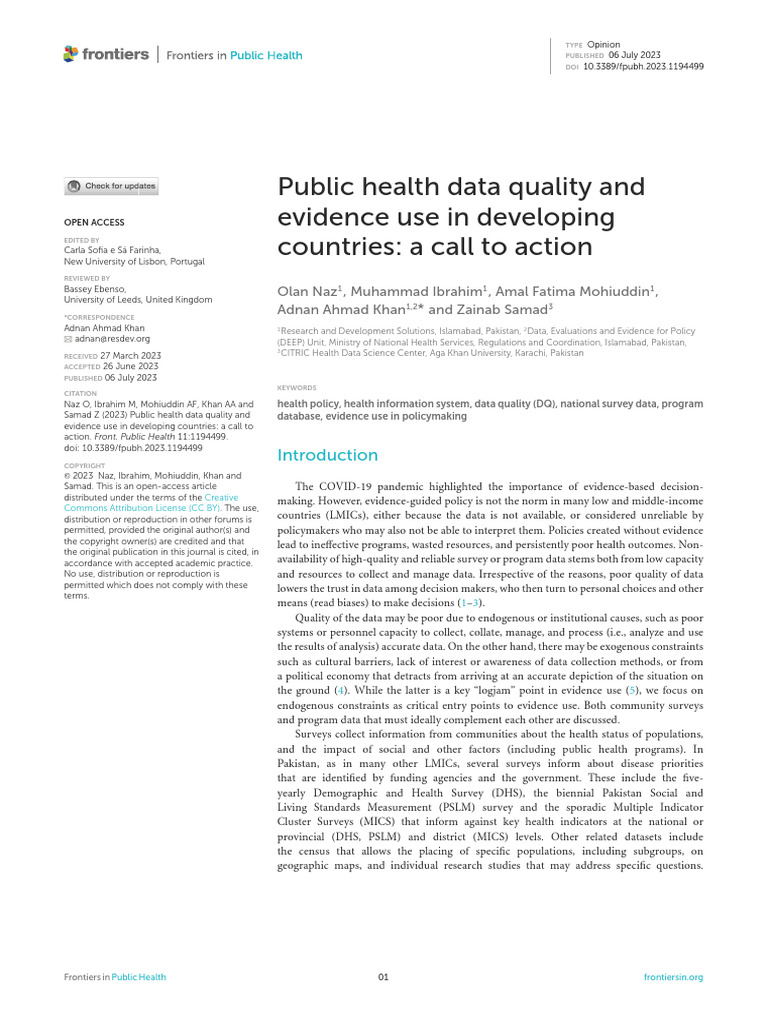 Public Health Data Quality in LMIC | PDF | Survey Methodology