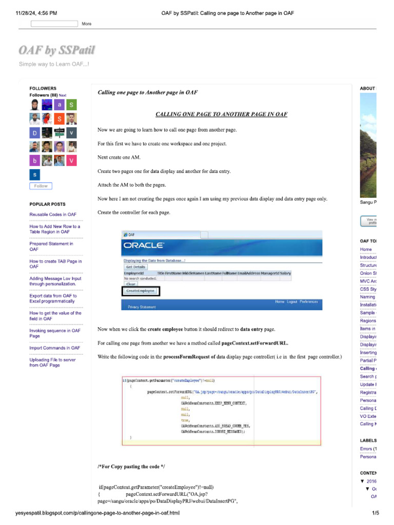 OAF Calling One Page To Another Page | PDF