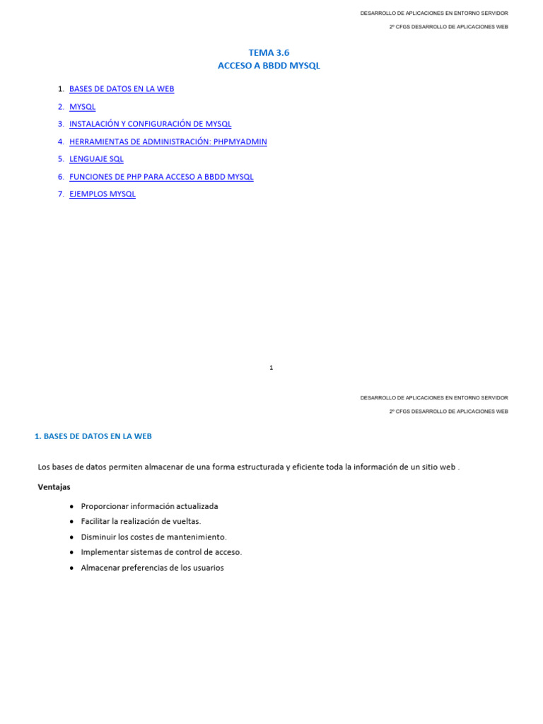 Acceso a Bases de Datos MySQL en PHP | PDF | Mi sql | Bases de datos