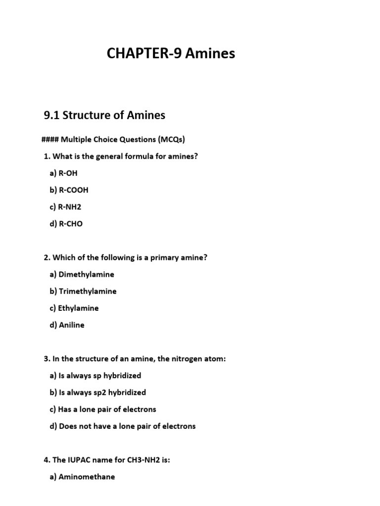 Topic-Wise Questions on Amines | PDF | Amine | Chemical Reactions