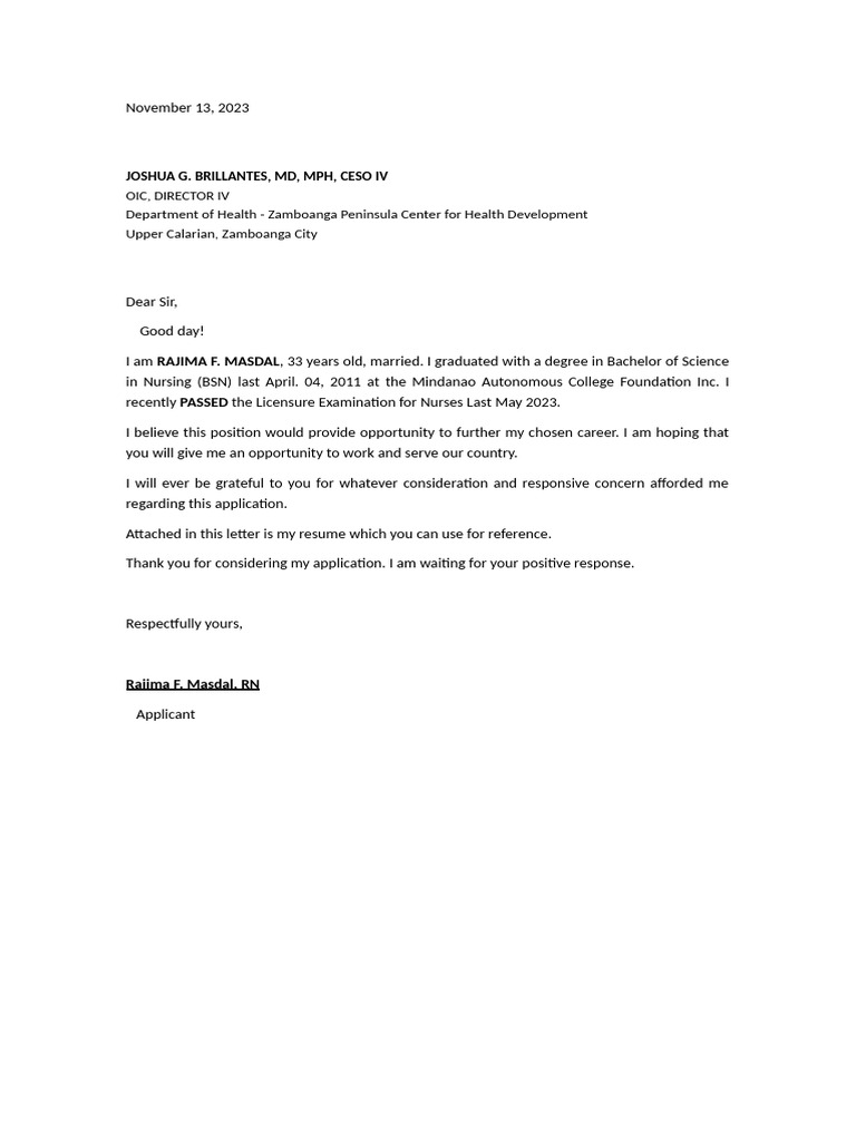 Nursing Job Application by Rajima Masdal | PDF | Nursing | Health Care