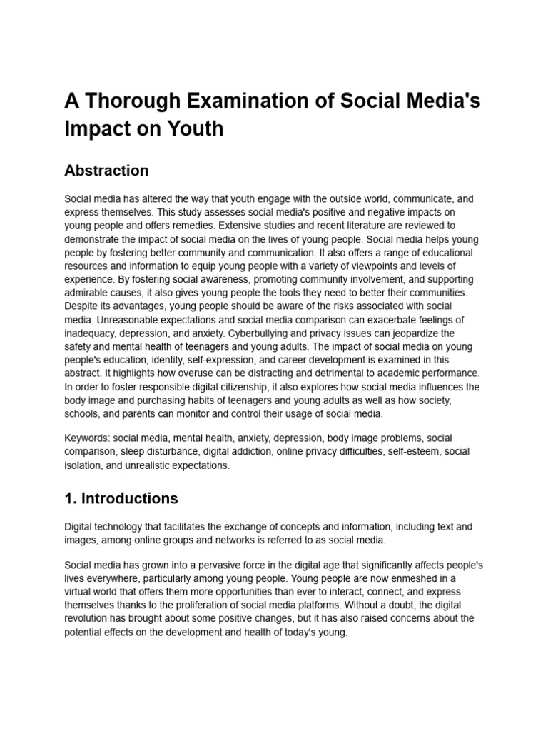 A Thorough Examination of Social Media's Impact On Youth | PDF | Social ...