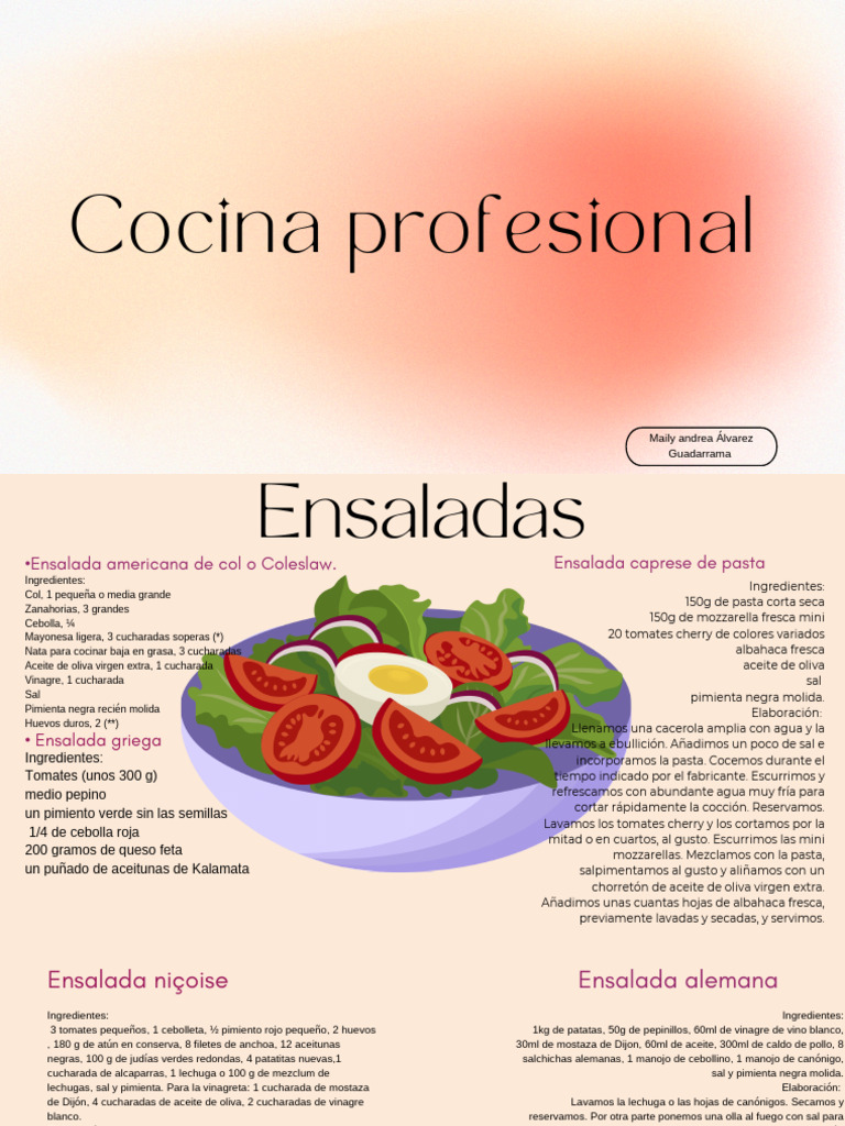 Recetas de Ensaladas Variadas y Saludables | PDF | ensalada | Vinagreta