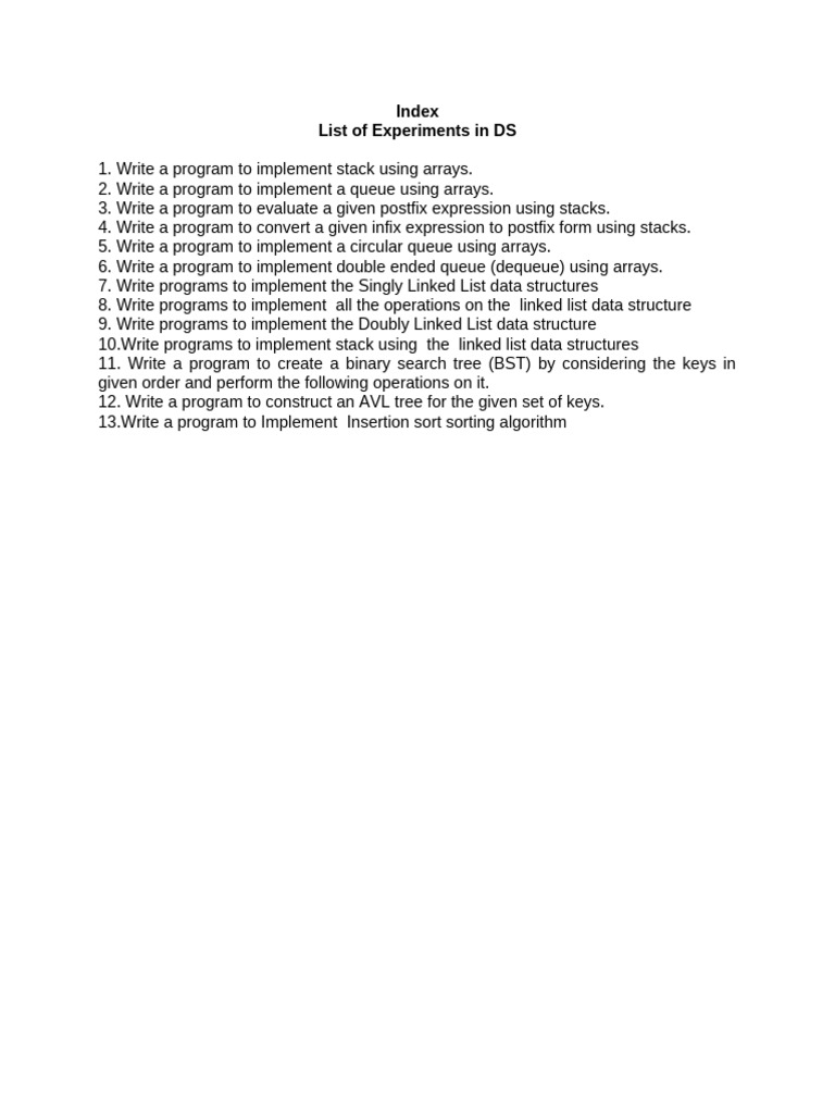 Data Structures Experiment Programs | PDF