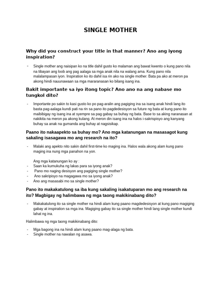 Single Mother | PDF
