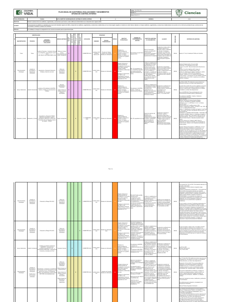 Plan Anual de Auditorias Evaluaciones y Seguimientos - 2024 | PDF ...