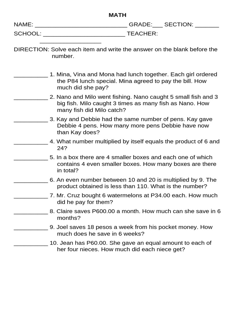 Mtap Multiplication | PDF