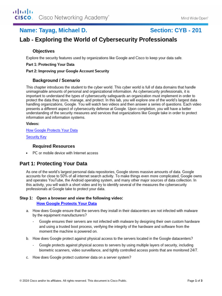 1 5 3 4 lab exploring the world of cybersecurity professionals wf pdf