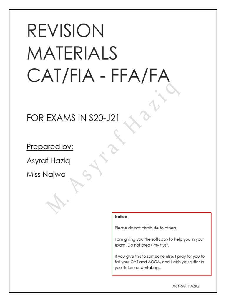 CAT/FIA Exam Revision Guide | PDF | International Financial Reporting ...