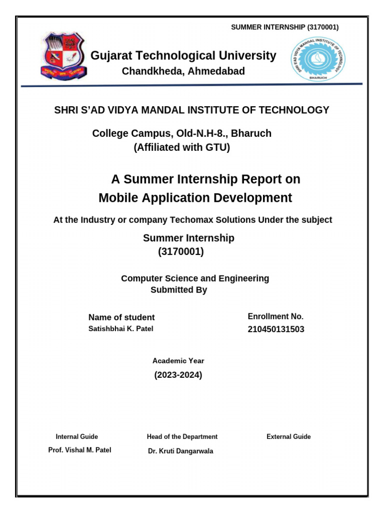 SKP Inetrship Report | PDF | Android (Operating System) | Mobile App