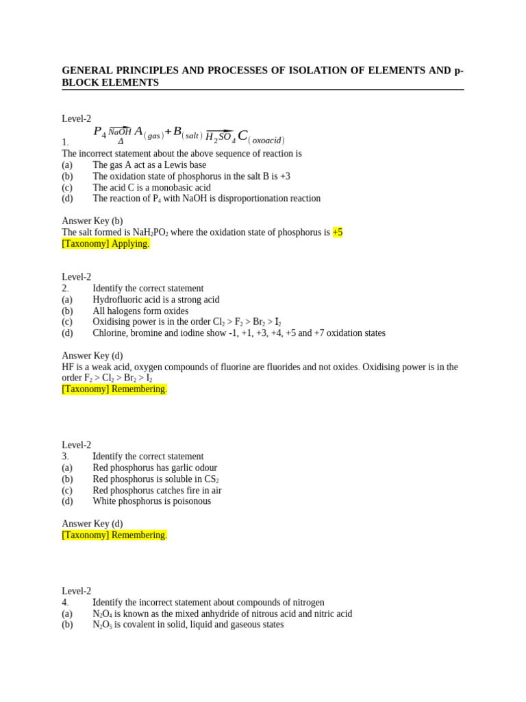 235Q CHEM (+2) Ch. 6 Gen Principles and Process of Isolation of ...