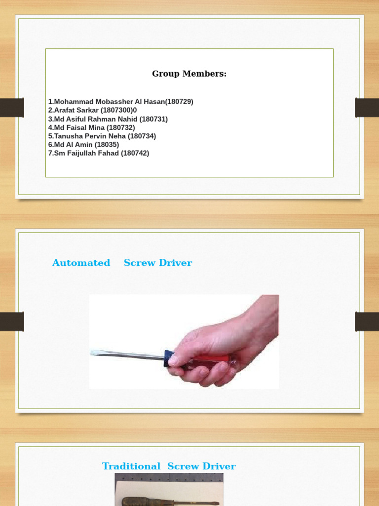 Automated Screwdriver vs. Traditional Design | PDF