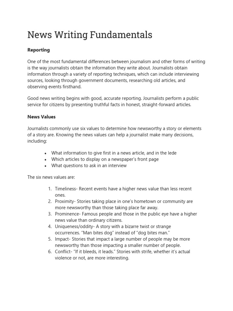 News Writing Essentials and Guidelines | PDF | Defamation | News