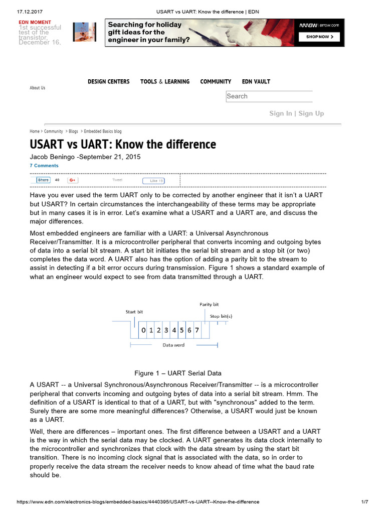 USART Vs UART - Know The Difference - EDN | PDF | Bit Rate | Electrical ...