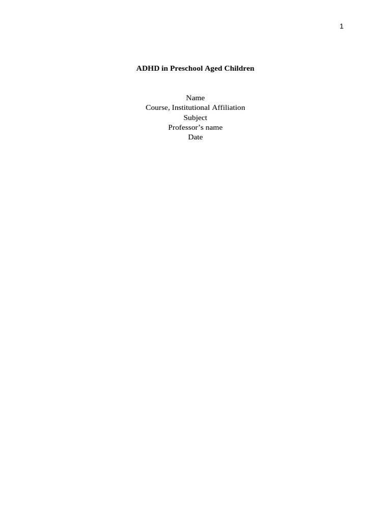 ADHD in Preschool Aged Children | PDF | Attention Deficit Hyperactivity ...
