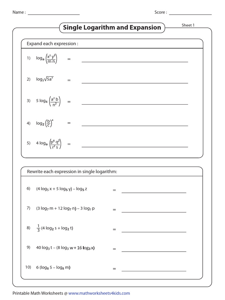 Simple Logarithm WS 2 | PDF | Logarithm | Combinatorics