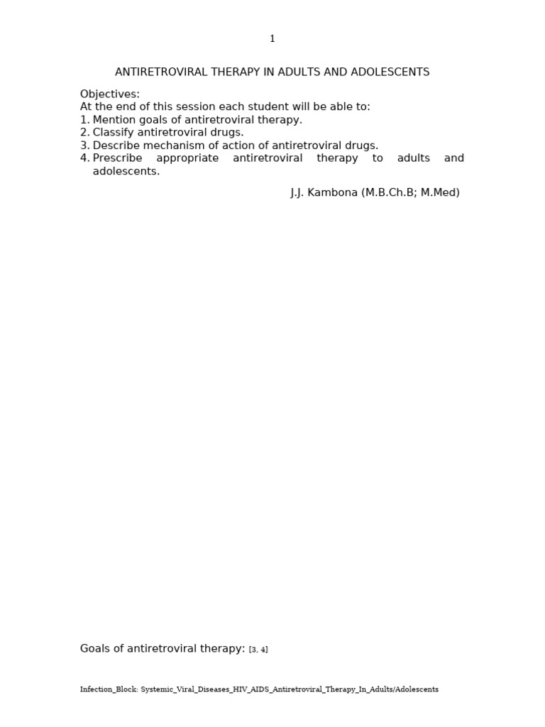 Antiretroviral Therapy | PDF | Management Of Hiv/Aids | Viral Diseases