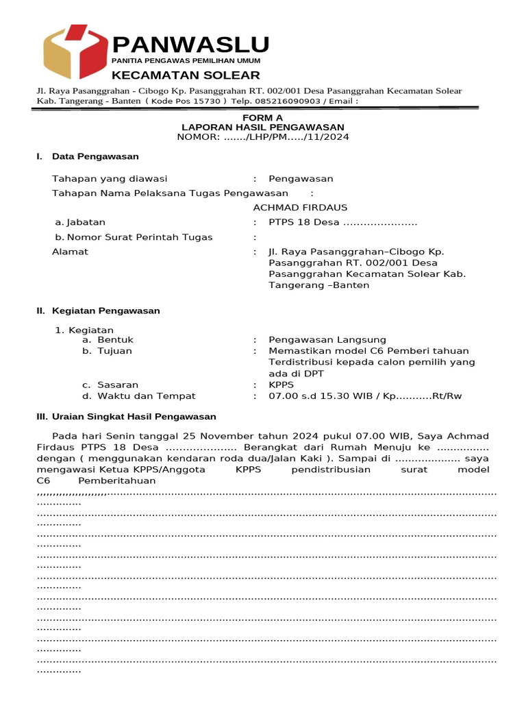 Contoh FORM. A | PDF