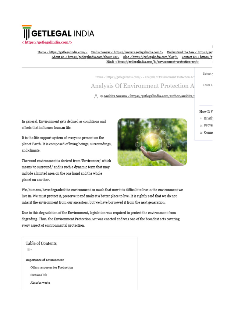 Drawbacks of the Environment Act 1986 | PDF | Environmental Protection ...