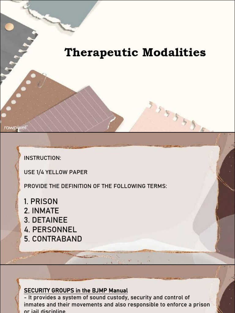 Therapeutic Modalities 1 | PDF | Prison | Prisoner