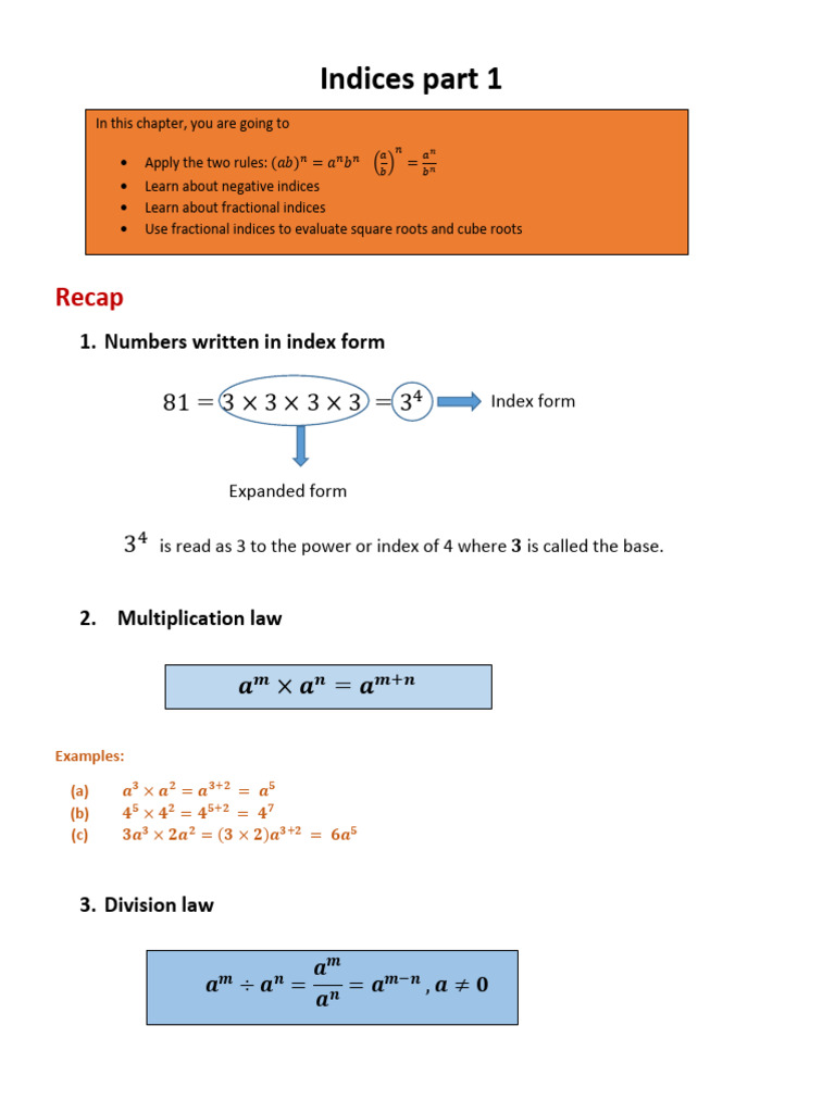 Understanding Indices in Algebra | PDF | Abstract Algebra ...