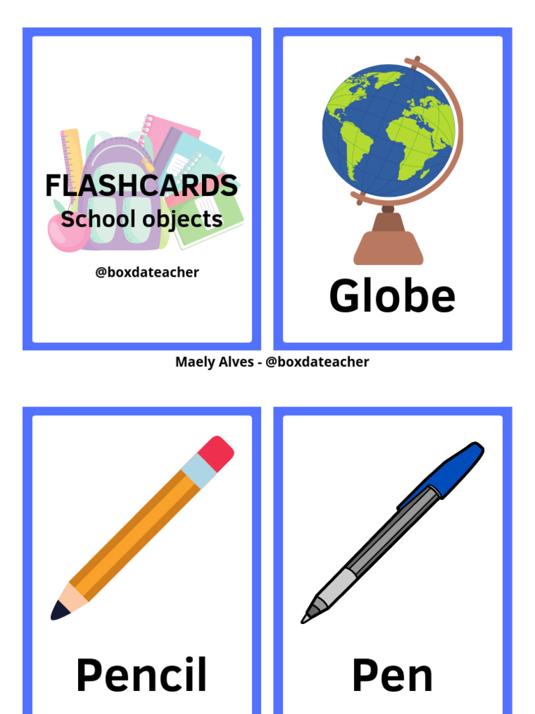 FLASHCARDS - School Objects | PDF