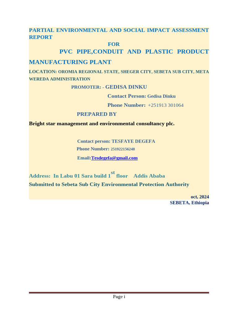 Environmental Impact Assessment for PVC Plant | PDF | Environmental ...